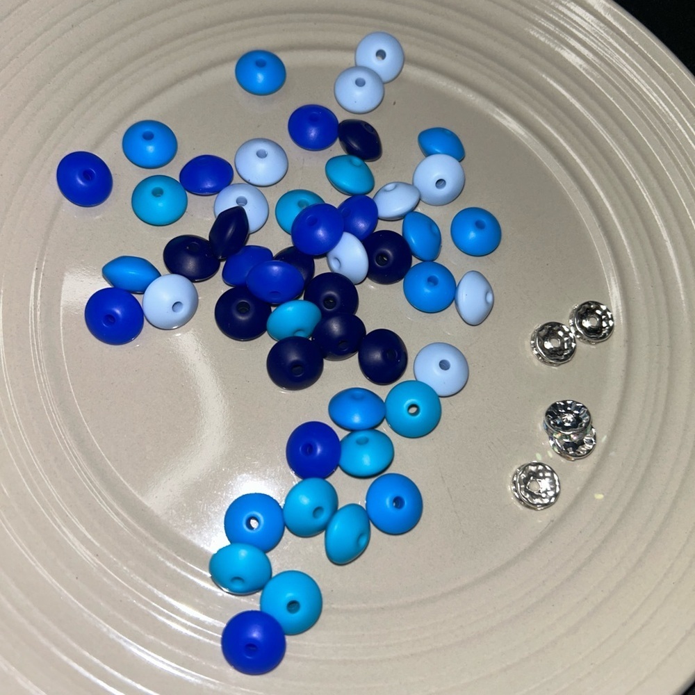 50+ Assorted Blue and Silver Beads